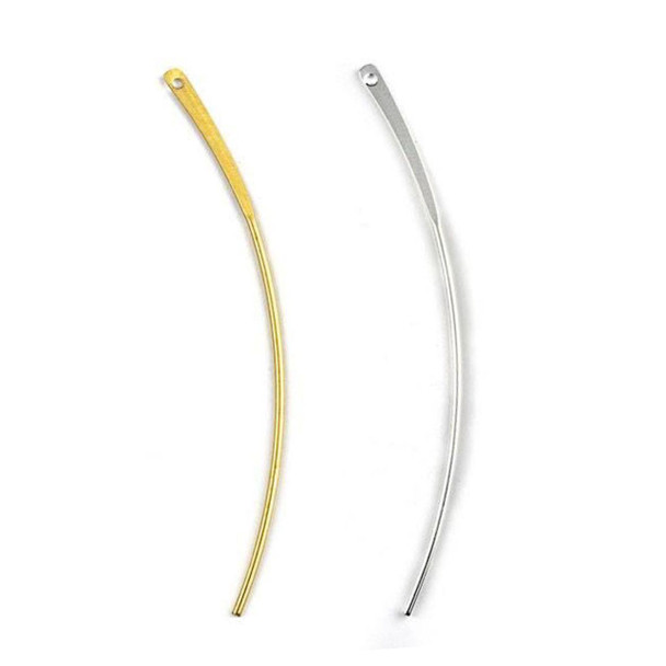 Cherry Tree Beads Brass 2x72mm Curved Bar Drop Components with Flat Top - 6 per bag 