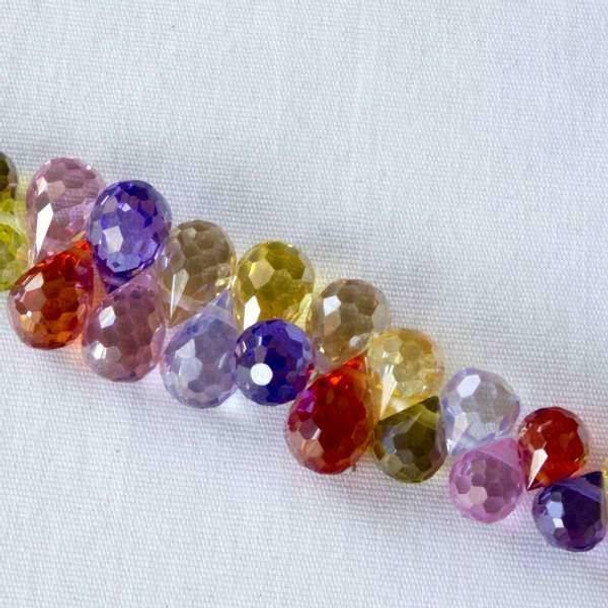 Cherry Tree Beads Cubic Zirconia 6-10mm Graduated Multi Colored Briolettes 