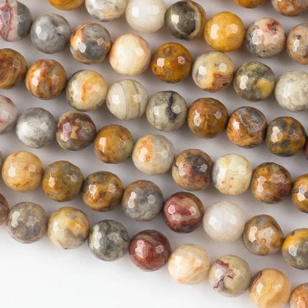 Crazy Lace Agate 8mm Faceted Rounds - 16 inch strand