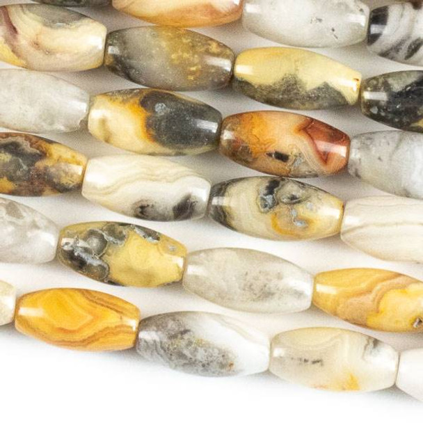 Crazy Lace Agate 7x14mm Rice Beads - approx. 8 inch strand, Set A