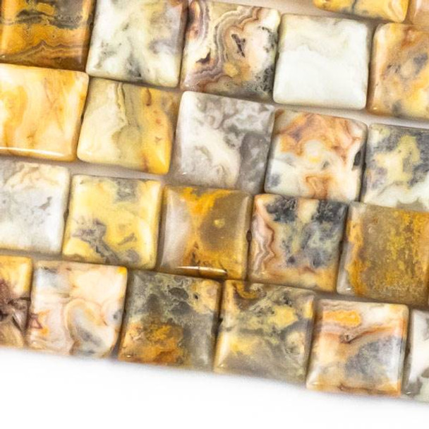 Crazy Lace Agate 10mm Square Beads - approx. 8 inch strand, Set A