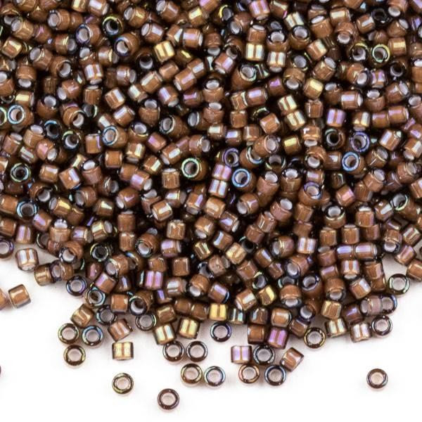  Miyuki 11/0 White Lined Sable Brown Delica Seed Beads - #1790, 7 gram tube 