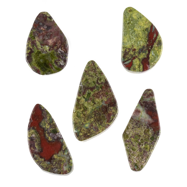 Dragon Blood Jasper 15x34-24x44mm Top Drilled Free Form Pendant - 1 per bag