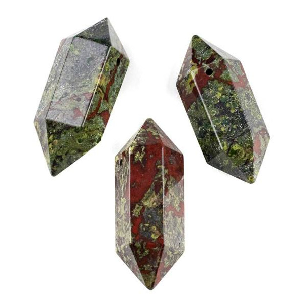 Dragon Blood Jasper 27x70mm Extra Large Hexagonal Double Point Pendant - 1 per bag