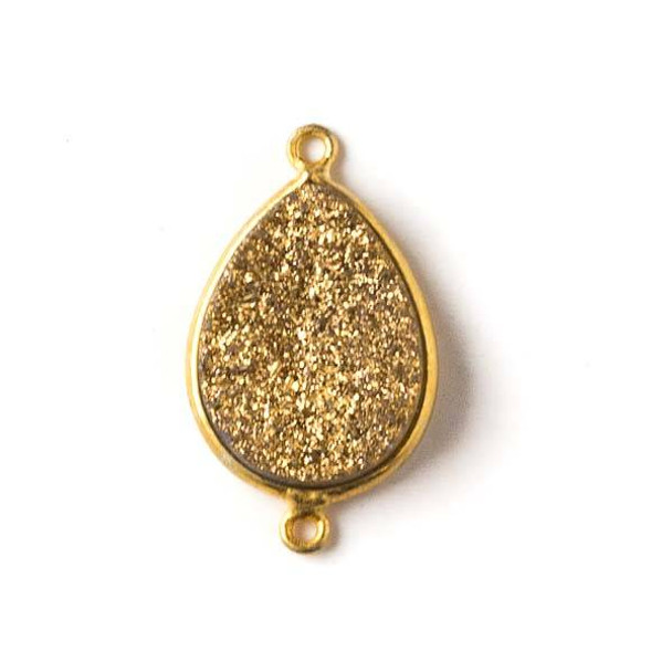 Druzy Agate 15x25mm Gold Teardrop Link with Gold Bezel and Loops