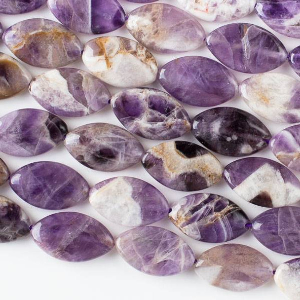 Dog Tooth Amethyst 12x20mm Marquis Beads - 16 inch strand