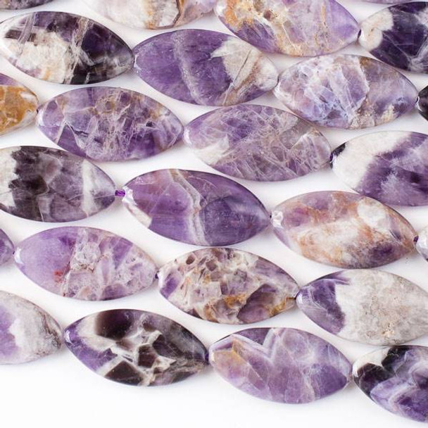Dog Tooth Amethyst 15x30mm Marquis Beads - 16 inch strand