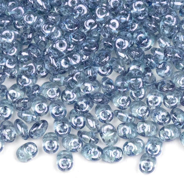 Matubo Czech Glass Superduo 2.5x5mm Seed Beads - Crystal Blue Luster, #0500030-14464-TB, approx. 22 gram tube   Matubo Czech Glass Superduo 2.5x5mm Seed Beads - Crystal Blue Luster, #0500030-14464-TB, approx. 22 gram tube