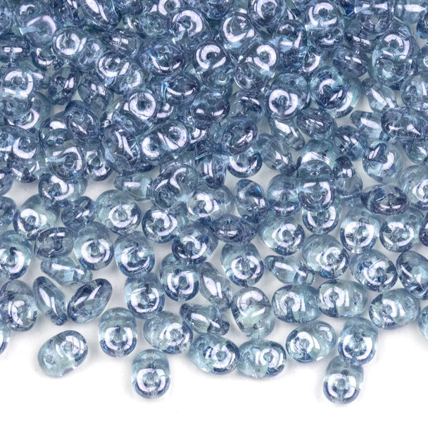 Matubo Czech Glass Superduo 2.5x5mm Seed Beads - Crystal Blue Luster, #0500030-14464-TB, approx. 22 gram tube