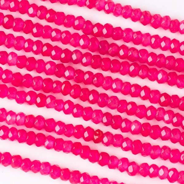 Dyed Jade 2x4mm Princess Pink Faceted Rondelles - 16 inch strand