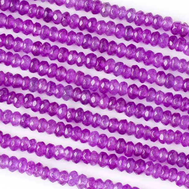 Dyed Jade 2x4mm Violet Purple Faceted Rondelles - 16 inch strand