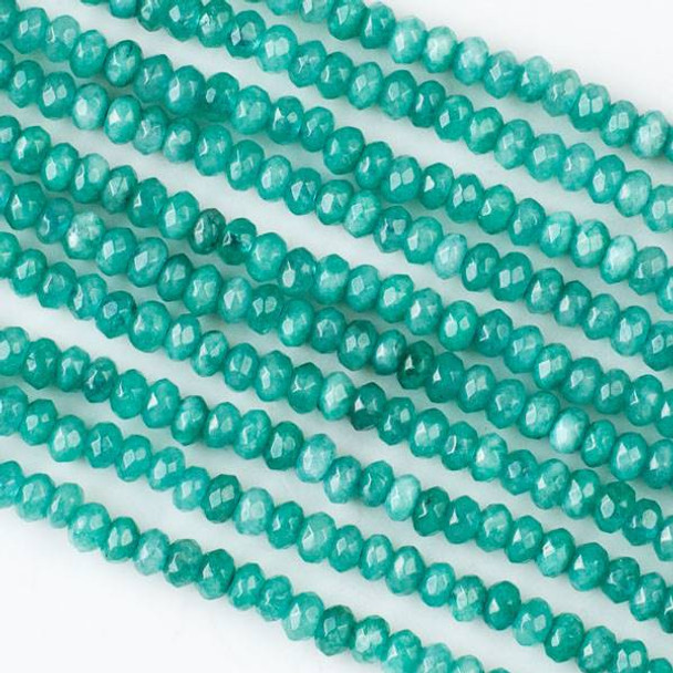 Dyed Jade 3x4mm Mint Green Faceted Rondelle Beads - 16 inch strand