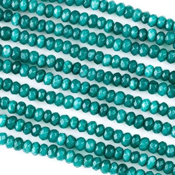 Dyed Jade 2x4mm Dark Mint Green Faceted Rondelles - 16 inch strand