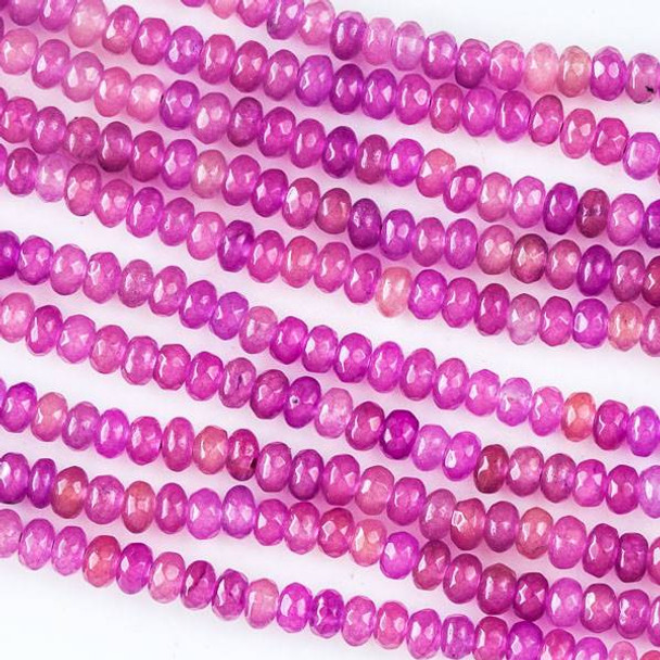 Dyed Jade 2x4mm Pink Faceted Rondelles - 16 inch strand