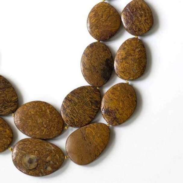 Cherry Tree Beads Elephant Skin Jasper 20x25mm-30x40mm Free Form, Graduated, And Knotted Slabs 