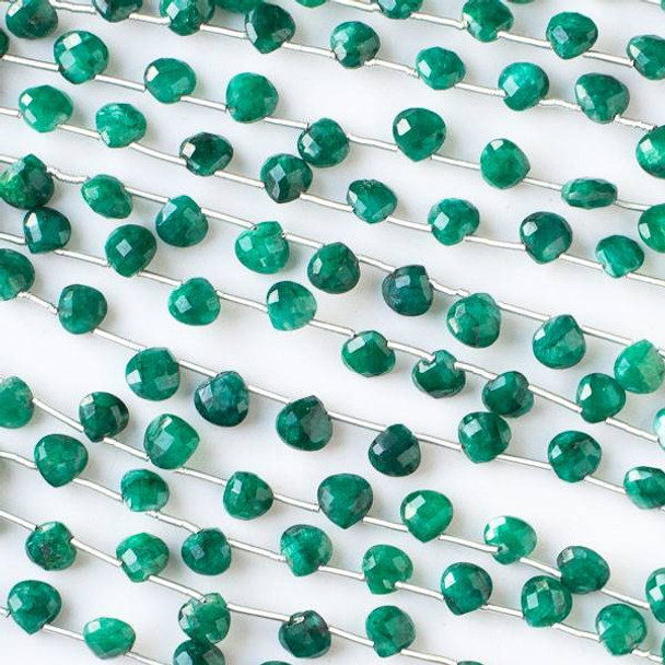 Enhanced Emerald 6mm Top Drilled Faceted Briolette Beads - 8.5 inch strand