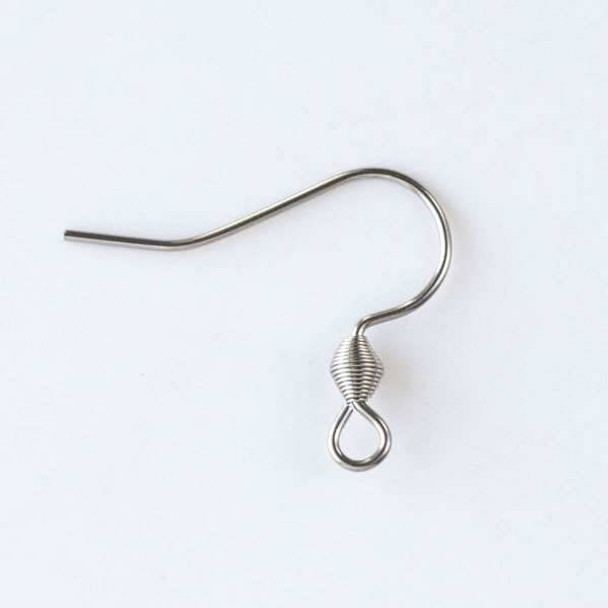 Silver Surgical Steel 17x21mm French Ear Wire with Fatten Coil - 10 pairs per bag