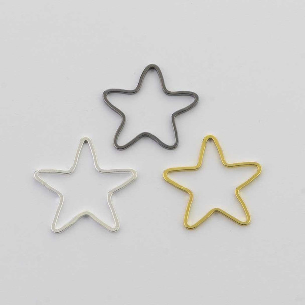 Cherry Tree Beads Plated Brass 22mm Star Link - 6 per bag - ES7611 