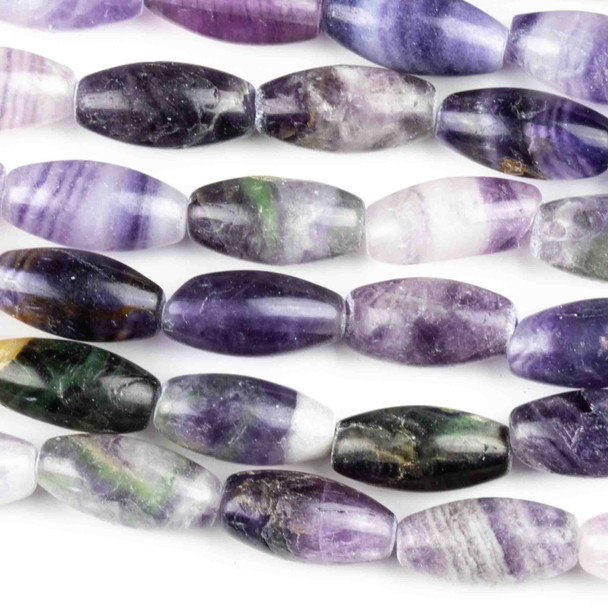 Fluorite 7x14mm Rice Beads - approx. 8 inch strand, Set A