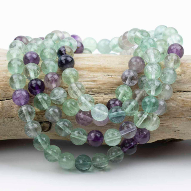 Cherry Tree Beads Rainbow Fluorite 8mm Mala Round Beads - 115 beads per strand  Cherry Tree Beads Rainbow Fluorite 8mm Mala Round Beads - 115 beads per strand