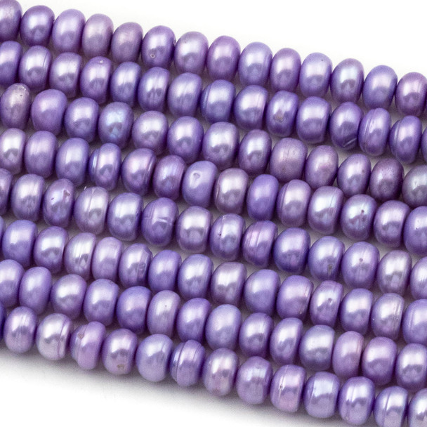 Fresh Water Pearl 4x6mm Lavender Purple Rondelle Beads - 16 inch strand