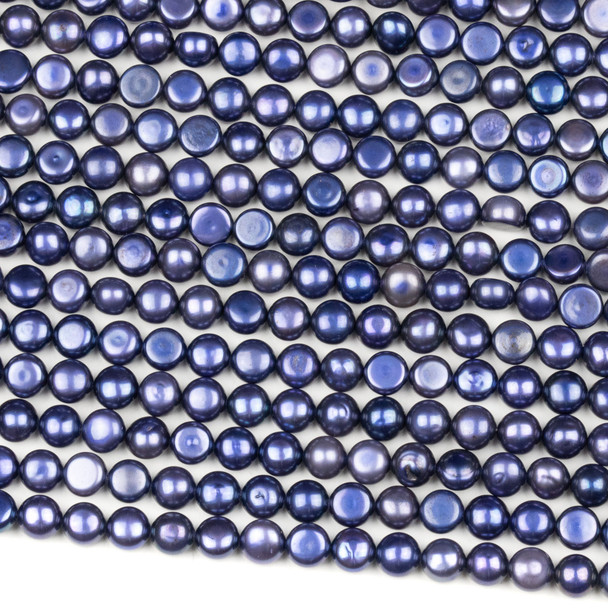 Fresh Water Pearl 6mm Blueberry Button Beads - 16 inch strand