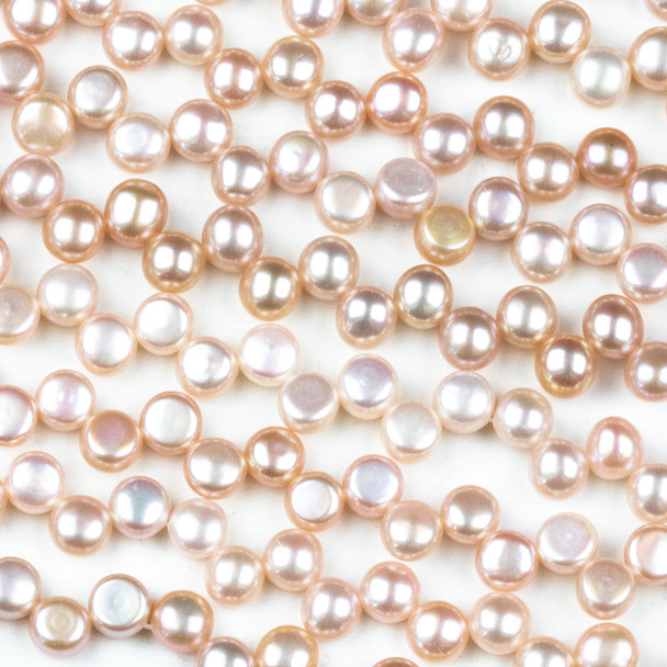 Fresh Water Pearl 6mm Pink Top Drilled Dancing Button Beads - 15.5 inch strand