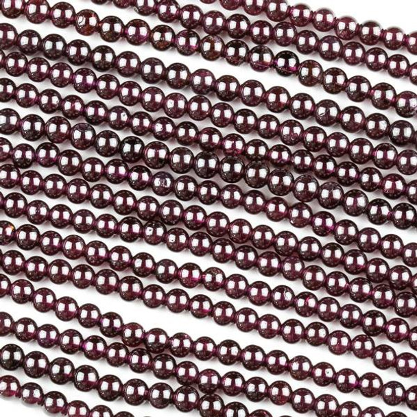 Purple Garnet 4mm Round Beads - 15 inch strand