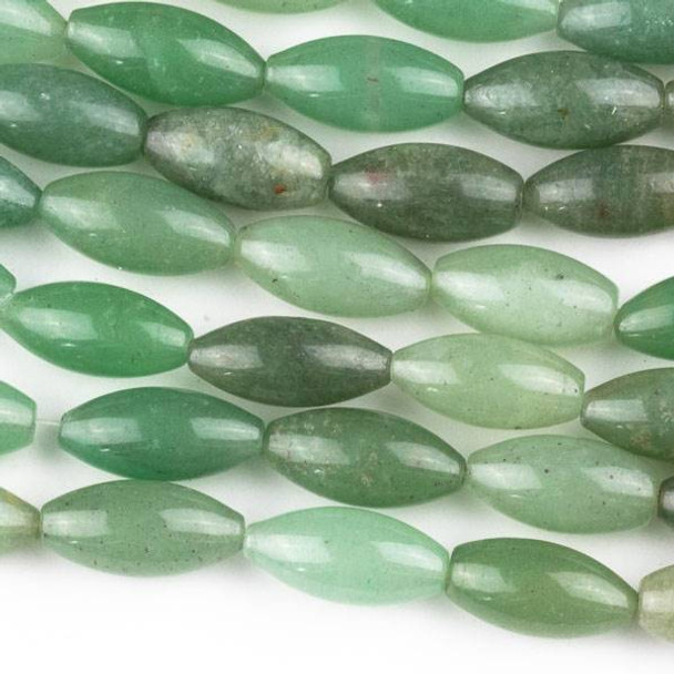Green Aventurine 7x14mm Rice Beads - approx. 8 inch strand, Set A