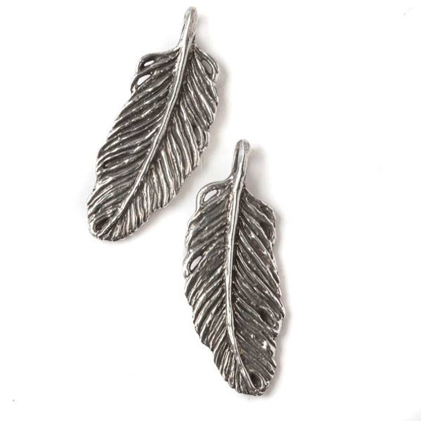 Green Girl Studios Pewter 27x48mm Large Feather Link - 1 per bag