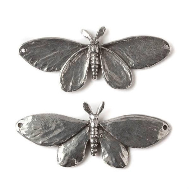  Green Girl Studios Pewter 26x60mm Large Moth Link - 1 per bag 