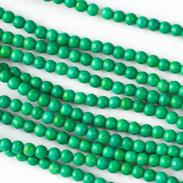 Green Turquoise Howlite 4mm Rounds - 16 inch strand