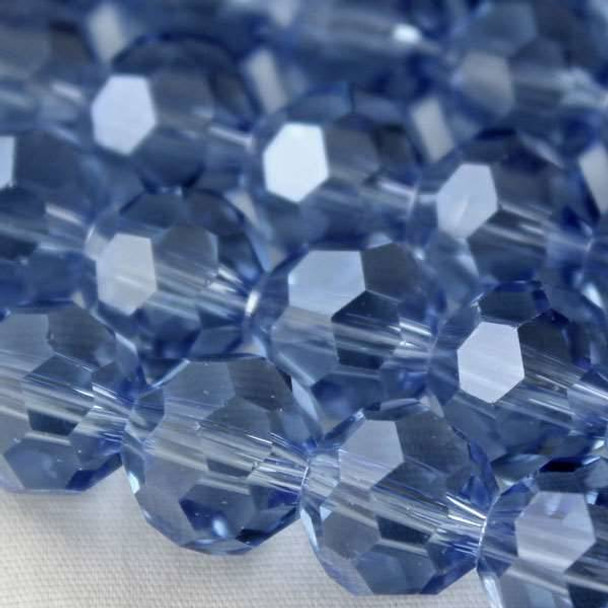 Glass Crystal Faceted 10mm Medium Sapphire Round - approx. 8 inch strand