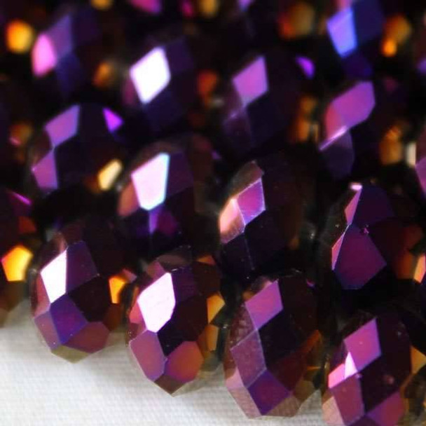 Crystal 6x8mm Purple Rainbow Faceted Rondelles