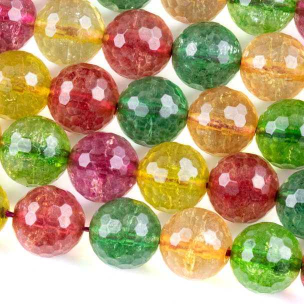 Glass 12mm Multicolor Faceted Round Beads - 15.5 inch strand