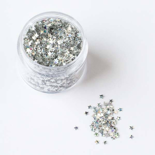 Silver AB Star Glitter - 15 gram container