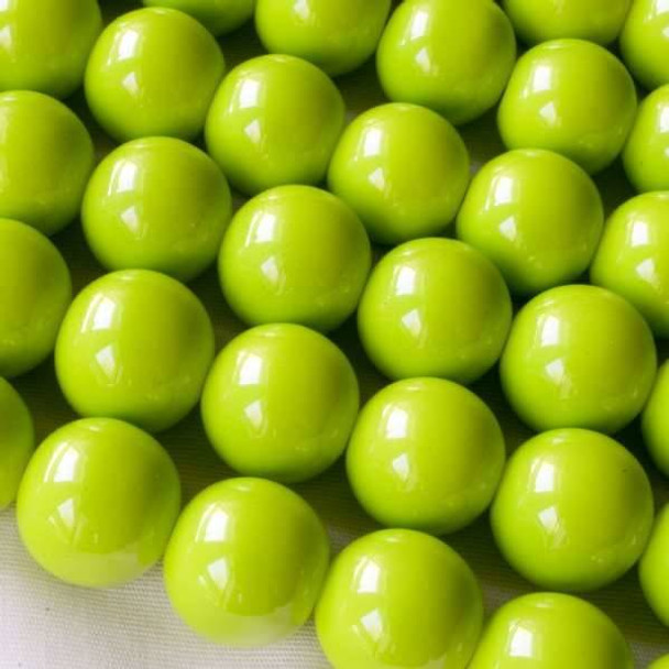 Glass 12mm Lime Green Round - approx. 8 inch strand