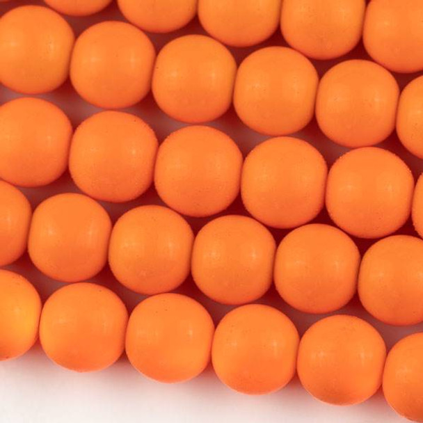 Glass 12mm Tangerine Orange Round - approx. 8 inch strand