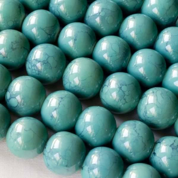 Glass 12mm Turquoise Round - approx. 8 inch strand