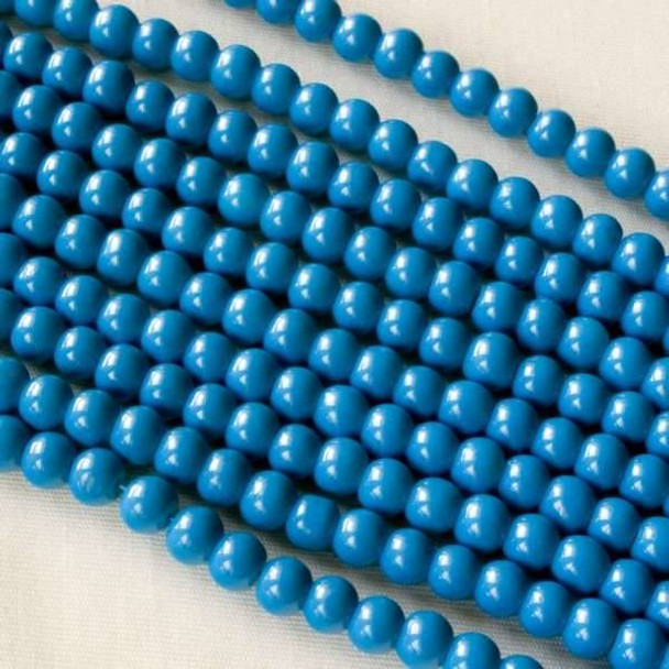 Glass 4mm Blue Round - approx. 8 inch strand