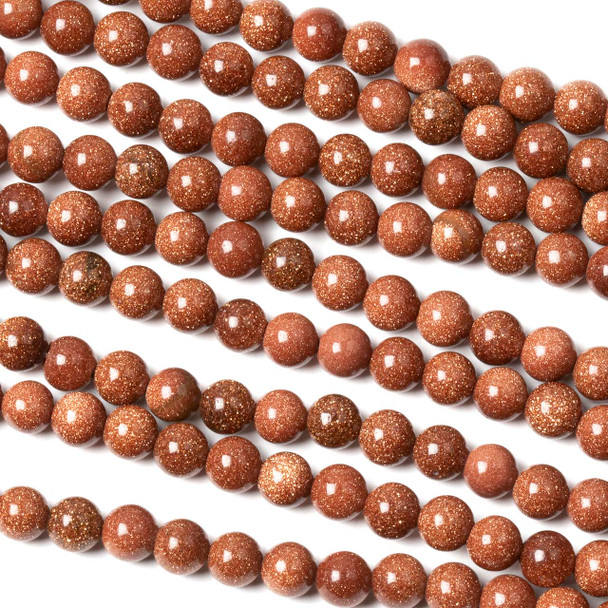 Goldstone 6mm Round Beads - 14.5 inch strand