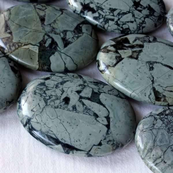 Cherry Tree Beads Green Brecciated Jasper 30x40mm Oval 