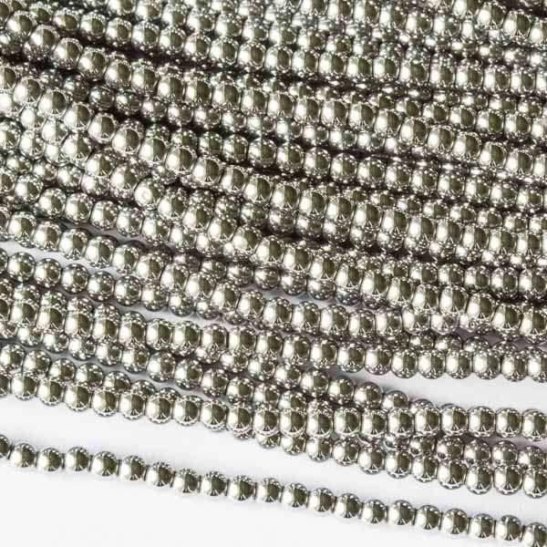 Cherry Tree Beads Silver Plated Hematite 2mm Rounds 