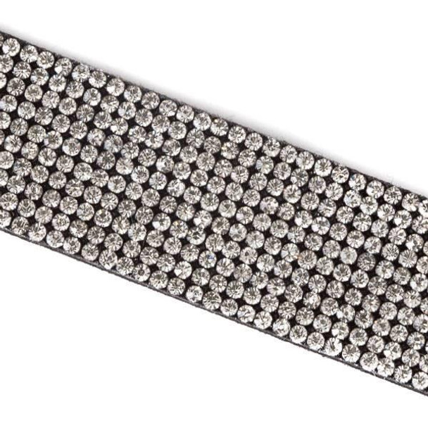 Cherry Tree Beads 10 Rows of Crystals on Black Microsuede Cord - 21mm Flat, 3 yards #HF006 