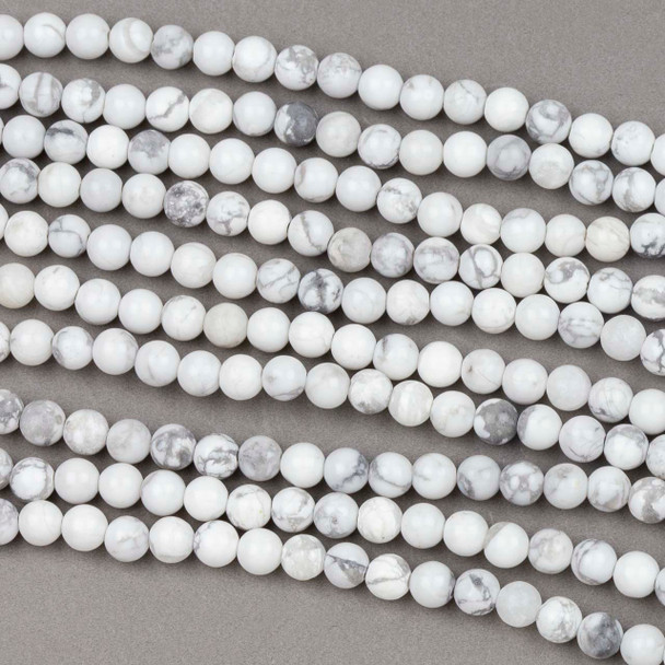 Howlite 4mm Round Beads - 14 inch strand