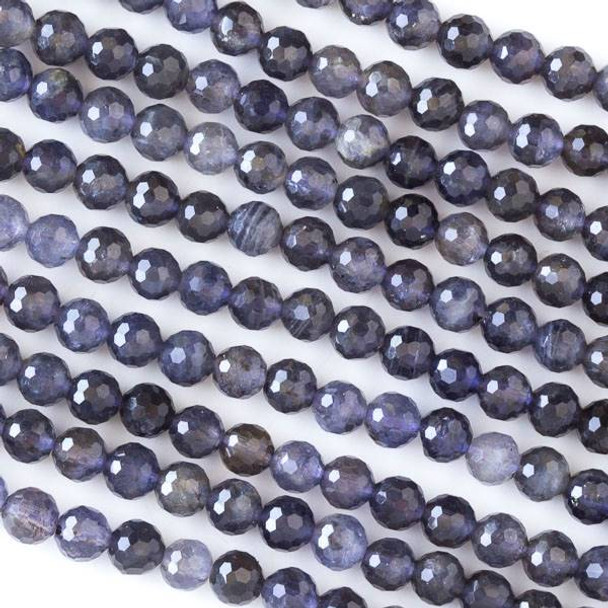 Iolite 6mm Faceted Round Beads - 15 inch strand