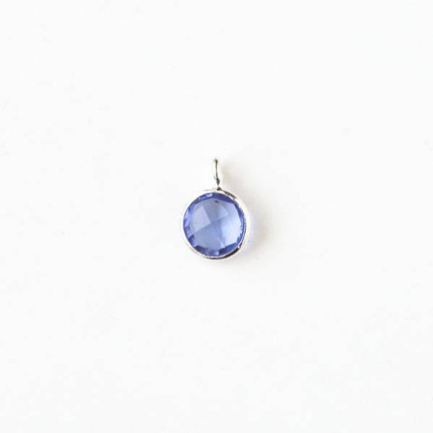 Cherry Tree Beads Iolite Quartz 7x10mm Faceted Tiny Coin Drop with a Silver Plated Brass Bezel 