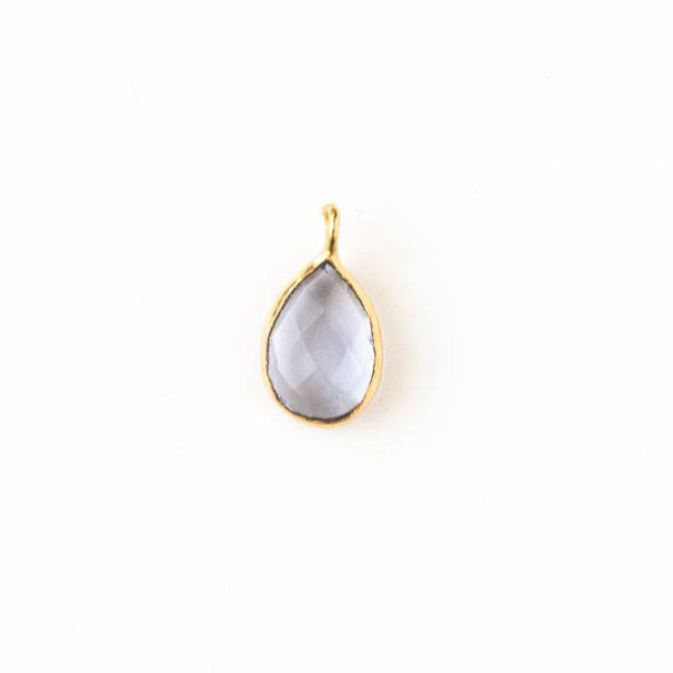 Iolite Quartz approximately 8x15mm Teardrop Drop with a Gold Plated Brass Bezel