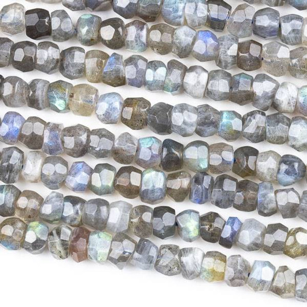 Blue Labradorite 5x7mm Faceted Heishi Beads - 15 inch strand