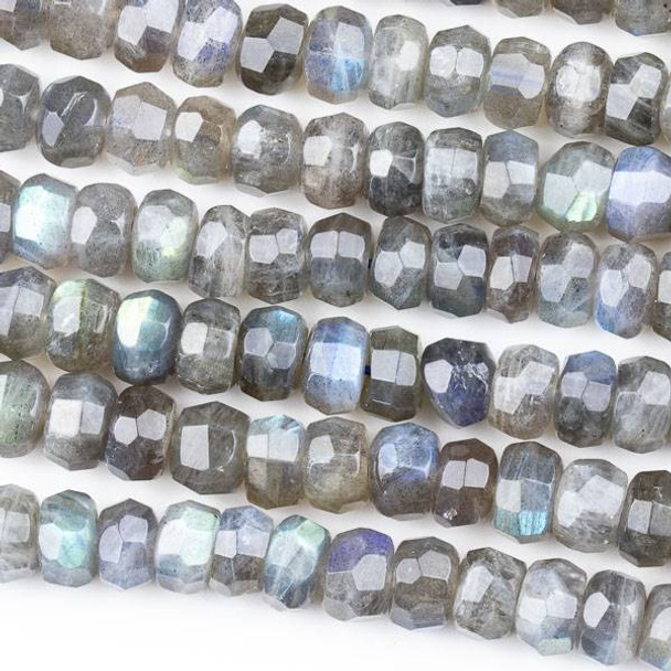 Blue Labradorite 6x9mm Faceted Heishi Beads - 15 inch strand